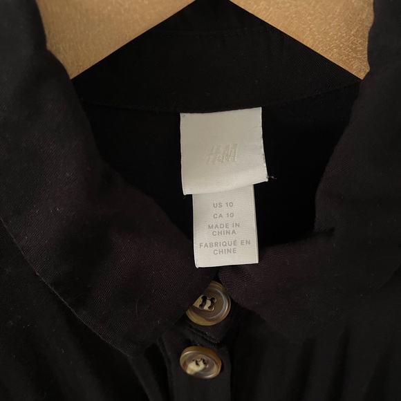 H&M long black shirt dress with tie belt - Picture 6 of 15